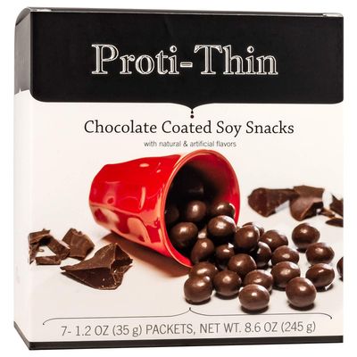 Proti-Thin Chocolate Coated Soy Snacks, 15g Protein, Low Calorie, Low Fat, Low Carb, Diet Protein Puffs, KETO Friendly, Ideal Protein Compatible, 7 Count Box
