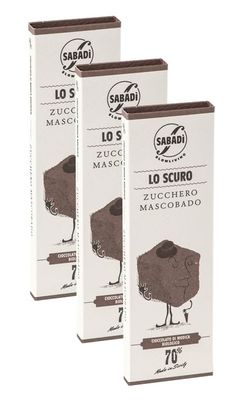 Sabadi Scuro 3-Pack | Organic Traditional Modica Chocolate | Cocolate with Mascobado Sugar | 70% Cacao | 3 x 50g Bar