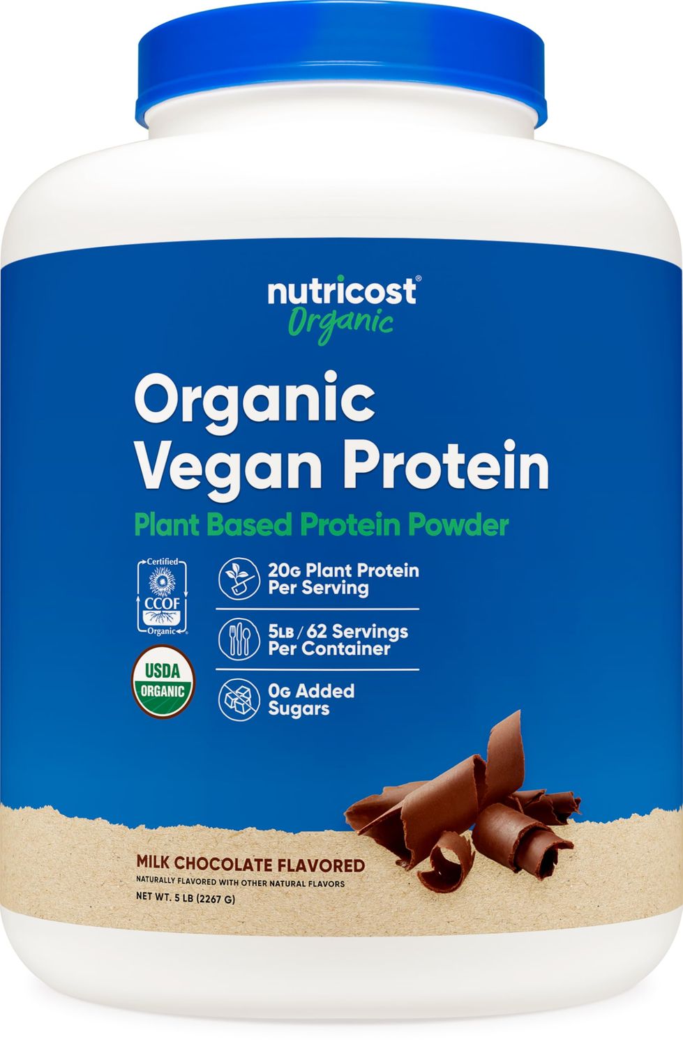 Nutricost Organic Vegan Protein Chocolate (5 LB) - Gluten-Free, GMO-Free