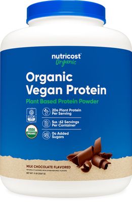 Nutricost Organic Vegan Protein Chocolate (5 LB) - Gluten-Free, GMO-Free