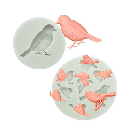 2 pcs Lovely Bird Silicone Molds for DIY Cake Fondant Cookie Chocolate Candy Pudding Gum Paste Cupcake Cake Topper Decoration Desserts handmade Crystal