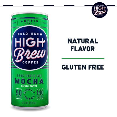 High Brew Coffee, Cold Brew Coffee, Dark Chocolate Mocha, 8 Fl Oz, Ready-To-Drink (Pack of 12)