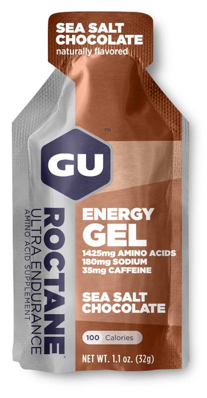 GU Energy Roctane Ultra Endurance Energy Gel, Vegan, Gluten-Free, Kosher, and Dairy-Free On-The-Go Sports Nutrition for Running, Biking, Hiking or Skiing, Sea Salt Chocolate, 24-Count
