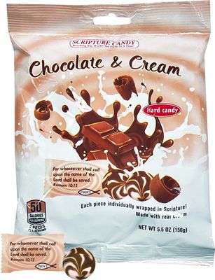 Scripture Candy, Chocolate &amp; Cream Hard Candy 5.5oz Bag, 25 Pieces