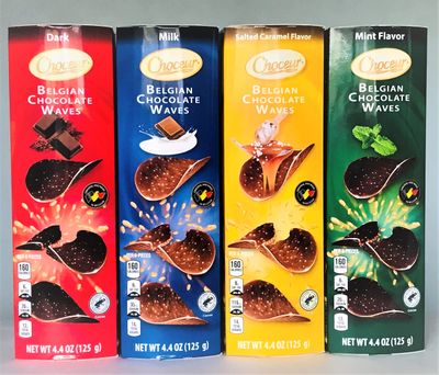 Choceur Belgian Chocolate Waves Four Flavors 4.4 oz 125 g (Pack of Four)