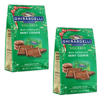 Ghirardelli Mint Cookie Milk Chocolate Squares - Pack of 2 - Delicious Treats to Share with Friends and Family - Delicious Ghirardelli Taste Guaranteed