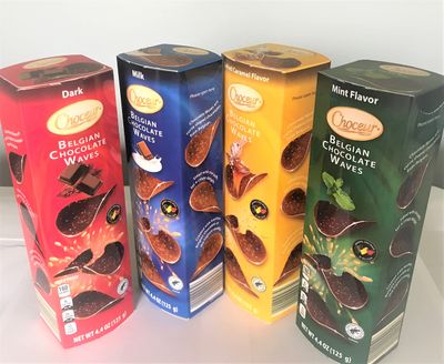 Choceur Belgian Chocolate Waves Four Flavors 4.4 oz 125 g (Pack of Four)