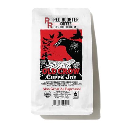 Red Rooster Coffee Organic Old Crow Cuppa Joe Blend - Creamy, Nutty Medium Roast Blend With Hints of Hazelnut, Cherry and Dark Chocolate Torte - 12 oz. Whole Bean