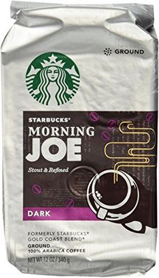 Starbucks Ground Coffee, Morning Joe, Dark Roast Coffee, Notes of Baking Chocolate &amp; Dried Fruit, Ground 100% Arabica Coffee, 12-Ounce Bag (Pack of 3)