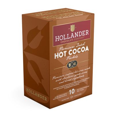Hollander Chocolate Premium Hot Cocoa Packets | 10 Count Box | Instant Hot Cocoa with Chef Quality Ingredients | Just Add Water | Gluten Free