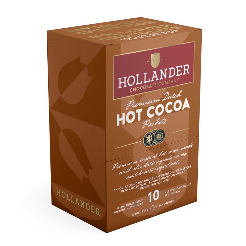 Hollander Chocolate Premium Hot Cocoa Packets | 10 Count Box | Instant Hot Cocoa with Chef Quality Ingredients | Just Add Water | Gluten Free