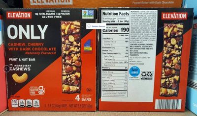 Elevation ONLY Cashew, Cherry with Dark Chocolate Fruit &amp; Nut Bar 5.6oz 160g (2 Boxes)