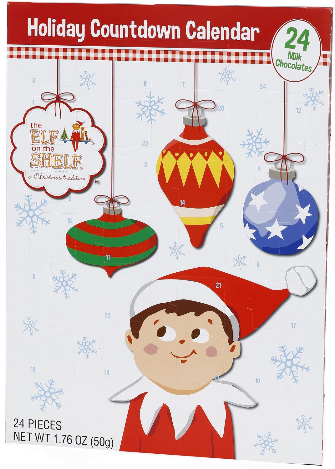 Frankford Candy Company Elf On The Shelf Countdown Calendar, Milk Chocolate, 24 pieces, 1.76 Ounce (Pack of 12)