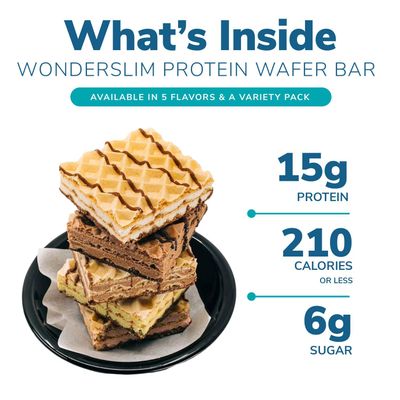 WonderSlim Protein Wafer Snack Bar, Chocolate, 210 Calories, 15g Protein, 0mg Cholesterol (5ct)