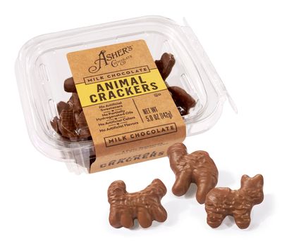 Asher&#39;s Chocolates Milk Chocolate Covered Animal Crackers, 5oz, Small Batches, Family Owned Since 1892