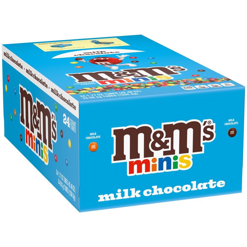 M&amp;M&#39;S Milk Chocolate MINIS Size Candy 1.77-Ounce Tube 24-Count
