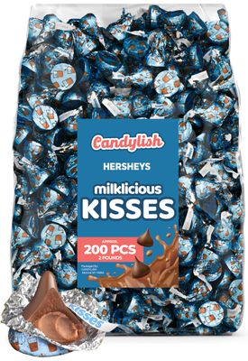 Hershey&#39;s Kisses Milklicious Milk Chocolate, 2 LB Pack, Approx. 200 Pieces - Individually Wrapped, Bulk Candy for Parties and Gifts