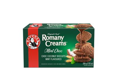 Bakers Romany Creams Mint Chocolate Cookies, 7.05 Ounce (Pack of 1), South African Cookies