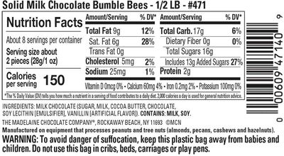 Madelaine Solid Premium Milk Chocolate Bumble Bees - Yellow Candy Party Favors (Yellow &amp; Black) (1/2 LB)