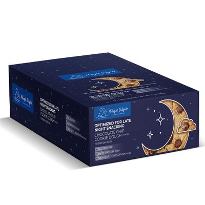 Midnight Delights Nighttime Snack Bars, Chocolate Chip Cookie Dough, 6g Protein, Gluten Free, L-Tryptophan, Nootropics, Sleep-Friendly, 12 Count