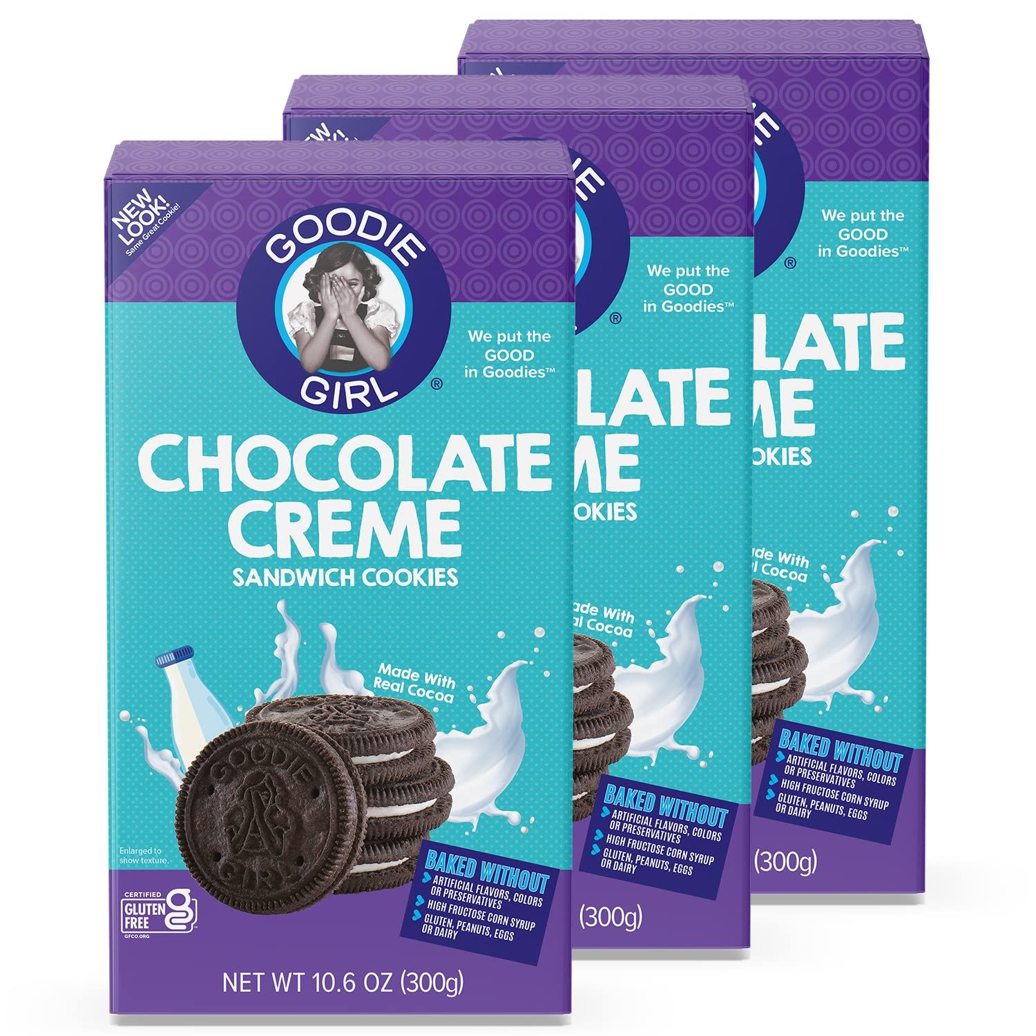 Goodie Girl, Chocolate Creme Sandwich Cookies | Gluten Free | Peanut Free | Egg Free | Kosher (10.6oz Boxes, Pack of 3)