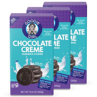 Goodie Girl, Chocolate Creme Sandwich Cookies | Gluten Free | Peanut Free | Egg Free | Kosher (10.6oz Boxes, Pack of 3)