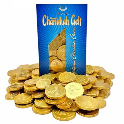 Hanukkah Gelt Milk Chocolate Gold Coins Candy, 1 Pound (90 Count)