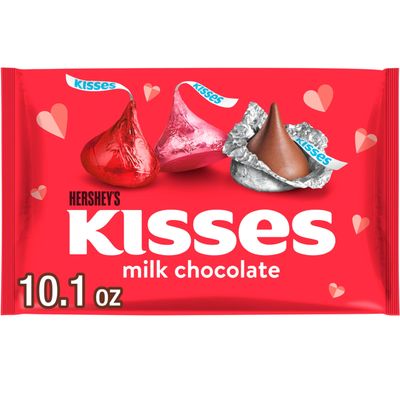 HERSHEY&#39;S KISSES Milk Chocolate, Valentine&#39;s Candy Bag, 10.1 oz