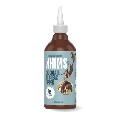 Whims Chocolate Ice Cream Topper | Only 1 g of Sugar Per tbsp | Gluten-free and Dairy-Free, Hardens on Ice Cream | Creamy, Delicious Chocolate Flavor | 8 oz Bottle