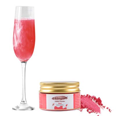 E-Kongton Red Edible Luster Dust: 7 Grams Edible Glitter for Drinks, Fondant, Cake Decorating, Cookie, Chocolates and More, Food Grade Dust on Shine, Edible Metallic Powder, Vegan &amp; Gluten Free