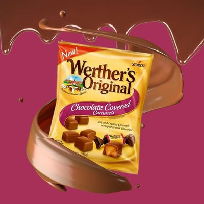 Werther's Original Chocolate Covered Caramels Gift - Soft Caramel Candies Coated in Decadent Milk Chocolate - Pack of 2, 4.51 oz Bags By Lyza's Sweets &amp; Treats