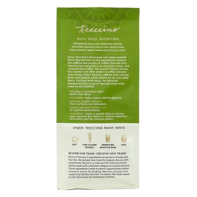 Teeccino Maca Chocolat Chicory Coffee Alternative - Ground Herbal Coffee Thats Prebiotic, Caffeine Free & Acid Free, Dark Roast, 11 Ounce