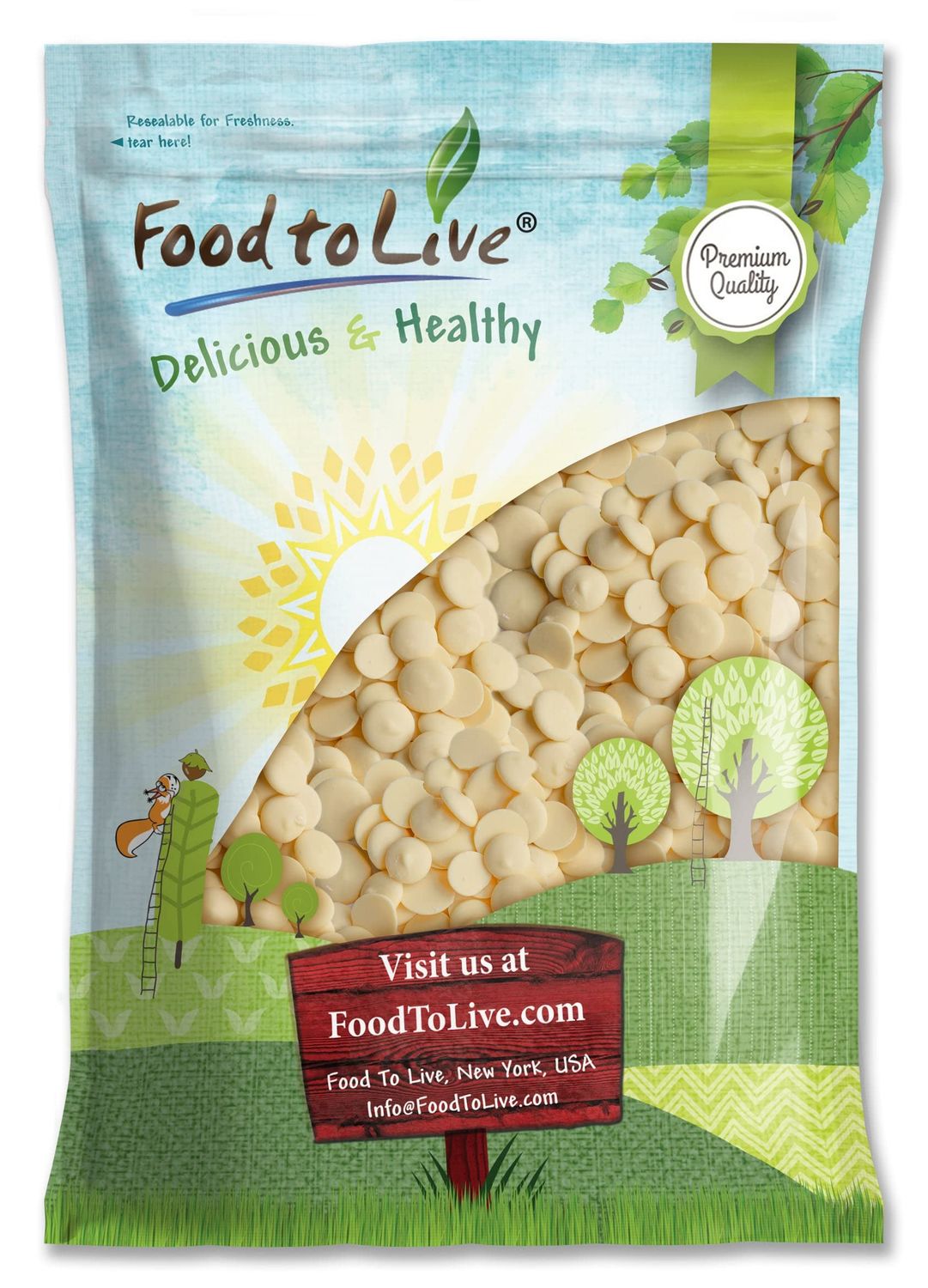 Food to Live Raw Cacao Butter Wafers, 8 Pounds Pure, Cold-Pressed, Unfiltered, Unrefined, Non-Deodorized, Kosher, Keto, Vegan, Sirtfood, Bulk. Great for Cooking, Baking, Hot White Chocolate