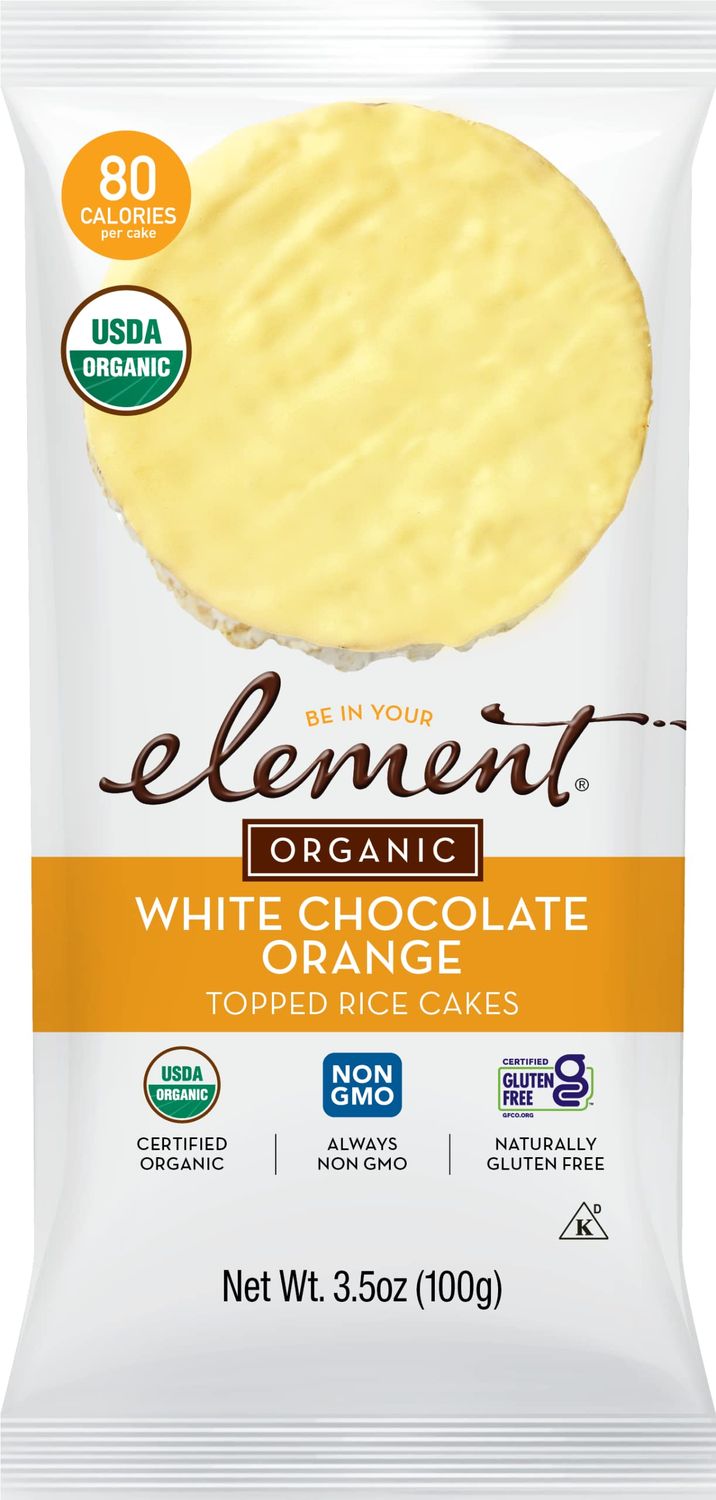 Element Snacks - White Chocolate Orange Rice Cakes (Pack of 6), All-Natural Rice, Organic Healthy Snacks for Kids or Adults, Non GMO, Certified Gluten-Free and Kosher