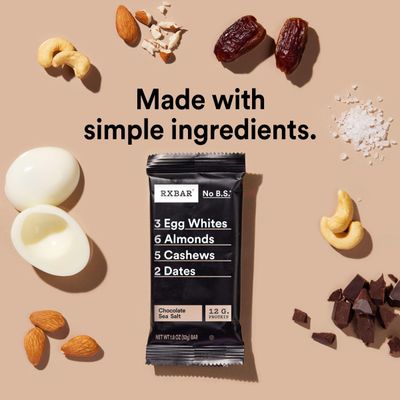 RXBAR Protein Bars, Protein Snack, Snack Bars, Chocolate Sea Salt, 9.1oz (5 Bars)
