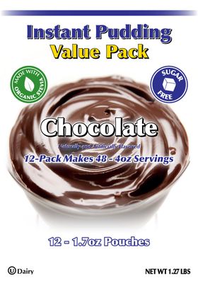 GramZero Chocolate Sugar Free Pudding Mix 12-Pack, Great For Nutrition Club Meal Replacement Shakes, Low Calorie Dessert, Stevia Sweetened