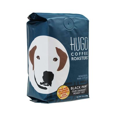 Hugo Coffee Ground Black Paw Dark French Roast with Dark Chocolate, Burnt Sugar, and Spice Tasting Notes | Hugo Supports Dog Rescues (12 oz)
