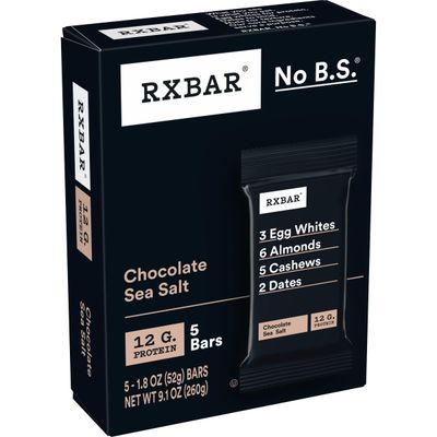RXBAR Protein Bars, Protein Snack, Snack Bars, Chocolate Sea Salt, 9.1oz (5 Bars)