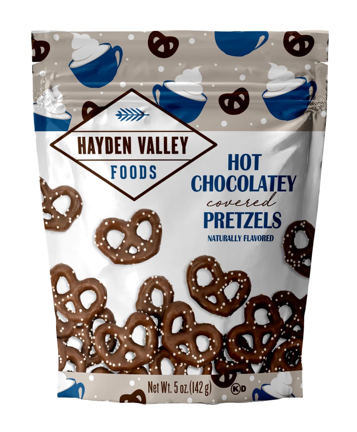 Hayden Valley Foods Hot Chocolatey Covered Pretzels - 5oz Resealable Bag - Gourmet Flavored Pretzels
