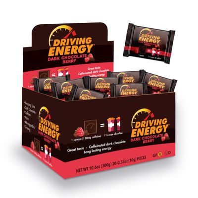 ZenEvo - Driving Energy Berry Dark Chocolate with Caffeine Caffeinated Boost Perfect for Helping Stay Awake While and Working, No Crash 30 Count (One Month Supply),1.0