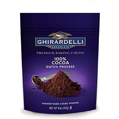 Ghirardelli Unsweetened Dutch Process Cocoa Pouch, 8 Ounce, Brown, Dark Chocolate, 8 Ounce (Pack of 6)