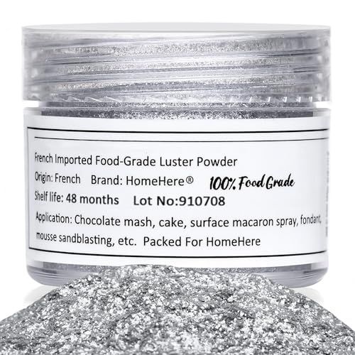 HomeHere Edible Luster Dust Food-Grade Glimmer Powder Glitter for Cake Decorating 7g, Disco Diamond Dust, Edible Sprinkle Glitter for Cocktails Drinks Baking Candy Dessert Chocolate Vegan Tasteless