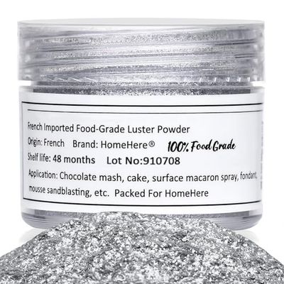 HomeHere Edible Luster Dust Food-Grade Glimmer Powder Glitter for Cake Decorating 7g, Disco Diamond Dust, Edible Sprinkle Glitter for Cocktails Drinks Baking Candy Dessert Chocolate Vegan Tasteless