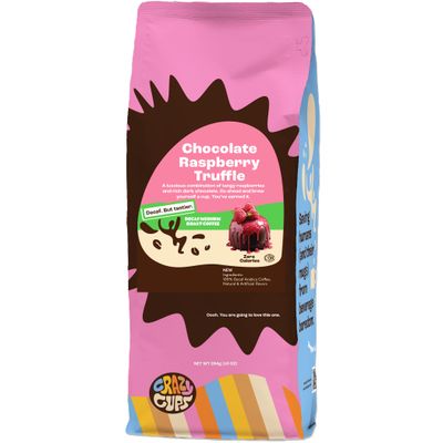 Crazy Cups Flavored Ground Decaf Chocolate Coffee, Decaffeinated Chocolate Raspberry Coffee in 10 oz Bag, For Brewing Flavored Hot or Iced Coffee, (Pack of 1)