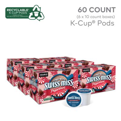 Swiss Miss Peppermint Hot Cocoa, Keurig Single-Serve K-Cup Pods, 60 Count (6 Packs of 10)