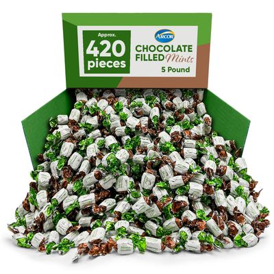 Arcor Mint Chocolate Candy Filled - Bulk Candy Individually Wrapped - 5 Pounds Approx 420 Pieces, Chocolate Candy Mints