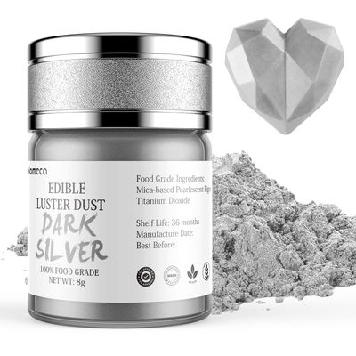 Nomeca Edible Luster Dust, 8 Grams Food Grade Shimmer Gold Cake Dust Metallic Food Coloring Powder for Cake Decorating, Baking, Fondant, Gumpaste, Chocolate, Candy, Drinks, Cookies - Dark Silver Nomeca Edible Luster Dust, 8 Grams Food Grade Shimmer Gold Cake Dust Metallic Food Coloring Powder for Cake Decorating, Baking, Fondant, Gumpaste, Chocolate, Candy, Drinks, Cookies - Dark Silver