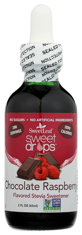 SweetLeaf Sweet Drops - Flavored Stevia Liquid Sweetener, Organic Stevia Extract, Zero Calories, Gluten Free, Keto Friendly, Non GMO, Natural Flavors - Chocolate Raspberry, 2 Fl Oz (Pack of 1)