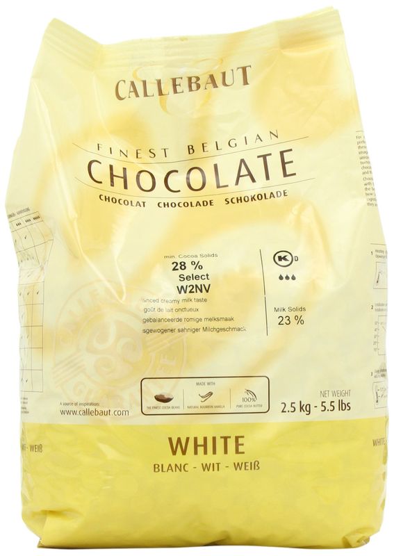 Belgian White Chocolate Baking Callets (Chips) - 1 bag, 5.5 lbs
