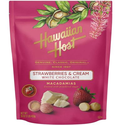 Hawaiian Host Paradise Collection - Strawberries &amp; Cream White Chocolate Macadamia Nuts - 16 Oz Bag
